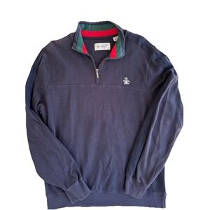 Original Penguin Mens XL Quarter Zip Pullover Navy Blue Mock Neck‎ Golf